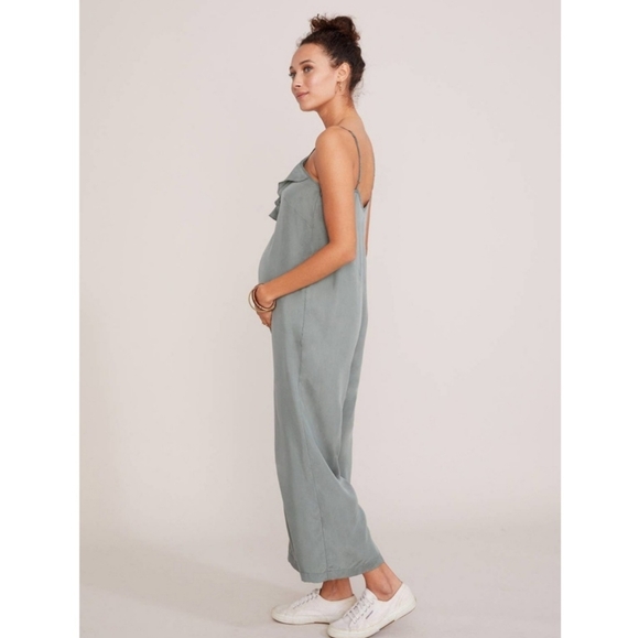 HATCH Maternity Frankie Green Sleeveless Wide Leg Ruffle Jumpsuit - Picture 5 of 13